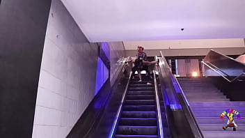 Gibby The Clown fucks BBW on escalator