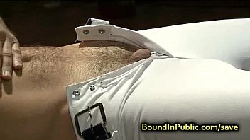 Bound gay anal gangbanged in suspension