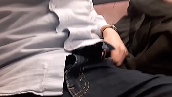 Flashing spread ass in public transportation