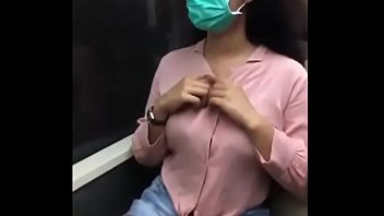 Hot melayu busty girl shows off big tits on the bus