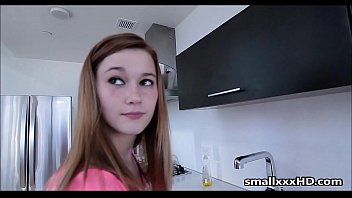 Skinny Teen Fucks Boyfriend in Kitchen - See her @ smallxxxHD.com