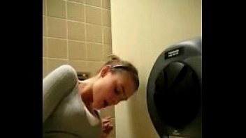 teen can't wait, gets off in public bathroom