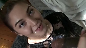 Teen with beautiful eyes suck big cock