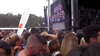 Tove Lo flashing the crowd during a performance in San Francisco