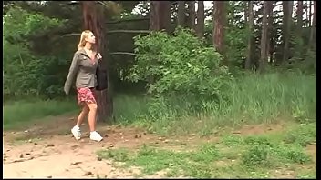 Violence in the woods for a young and hot blonde